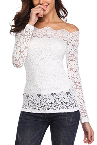 MISS MOLY Camisa de manga larga con hombros descubiertos para mujer