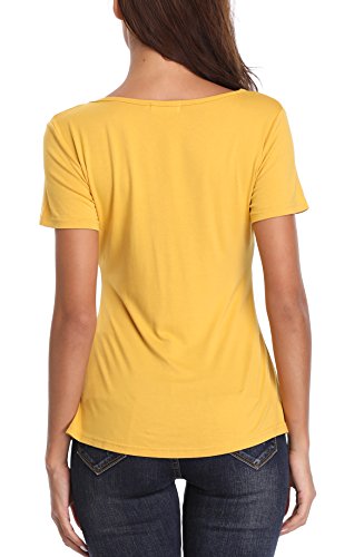 MISS MOLY Camiseta Blusa de Verano para Mujer Túnicas Blusas Amarillo de Jengibre - L