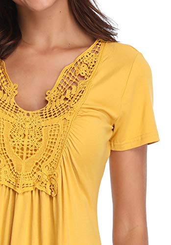 MISS MOLY Camiseta Blusa de Verano para Mujer Túnicas Blusas Amarillo de Jengibre - L