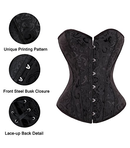 MISS MOLY Corsét|Mujer Vintage Overbust Corsés y Bustiers Modeladora Cintura Encaje Lazo Design Clásico Color 4XL/ES50~52(Bust114.5~119.5 Waist98~103)