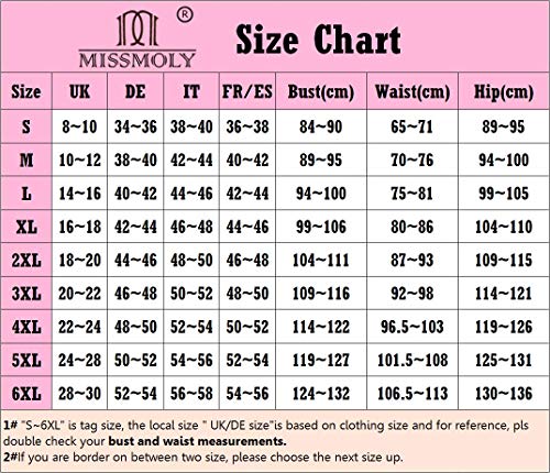 MISS MOLY Corsét|Mujer Vintage Overbust Corsés y Bustiers Modeladora Cintura Encaje Lazo Design Clásico Color 4XL/ES50~52(Bust114.5~119.5 Waist98~103)