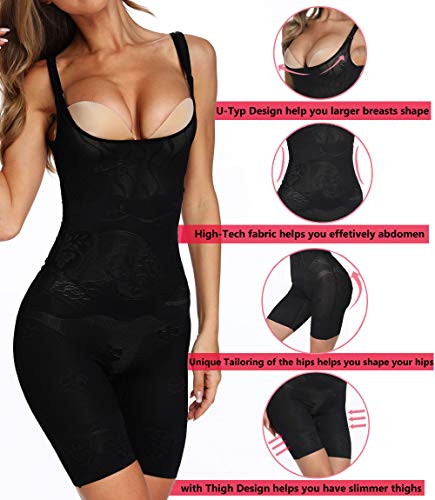 MISS MOLY Lenceria Moldeadora Mujer Faja Reductora Body Reductor Mujer Abdomen Busto Abierto Corsé sin Costuras Shapewear Cómodo y Ligero Adelgazante Bodysuit