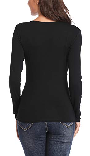 MISS MOLY Mujer Camisas Vieira v Cuello Blusa de Encaje Floral Negro Large