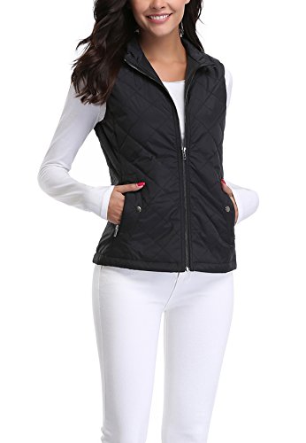 MISS MOLY Ultra-Light Chaleco de Pluma Plegable Chaquetas Mujer Acolchado con Capucha Negro - L