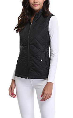 MISS MOLY Ultra-Light Chaleco de Pluma Plegable Chaquetas Mujer Acolchado con Capucha Negro - L