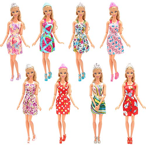 Miunana 32 Accesorios para 11.5 Pulgadas 28 - 30 CM Muñecas: 10 Ropas Vestidos + 10 PCS Zapatos + 6 Collares + 6 Coronas