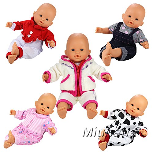 Miunana 5X Vestidos Verano Casual Ropas Fashion para 14- 16 Pulgadas Muñeca bebé