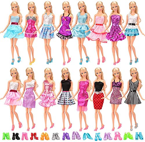 Miunana mucho 22 ARTICULOS: 12 Piezas Vestido Fashion Falda Mini Fiesta Ropas Casual + 10 Zapatos Accesorios como Regalo Estilo al Azar para 11.5 Pulgada 30CM Muñeca