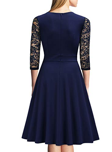 Miusol Casual Encaje Contraste Slim Vestido Corto para Mujer Nuevo Azul XX-Large