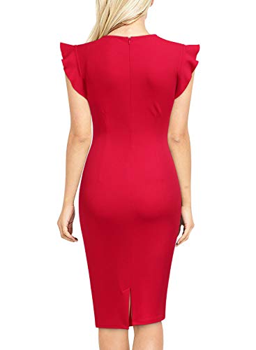Miusol Casual Slim Fit Coctel Vestido de Lápiz para Mujer Nuevo Rojo Large