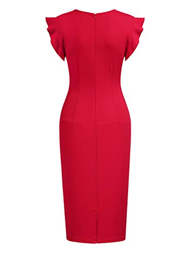Miusol Casual Slim Fit Coctel Vestido de Lápiz para Mujer Nuevo Rojo Large