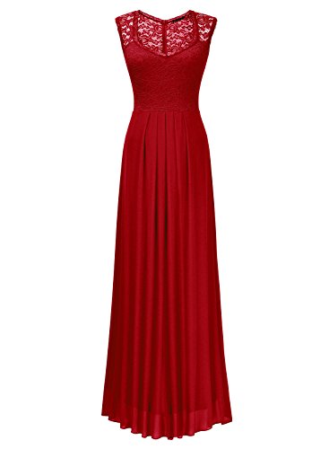 Miusol Vintage Chiffon Largo Fiesta Vestidos para Mujer Rojo XX-Large