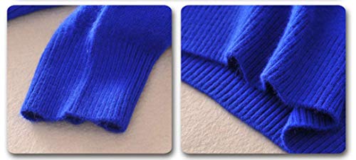MMYOMI - Jersey de punto para mujer de cachemir con cuello redondo y manga larga Azul azul XL