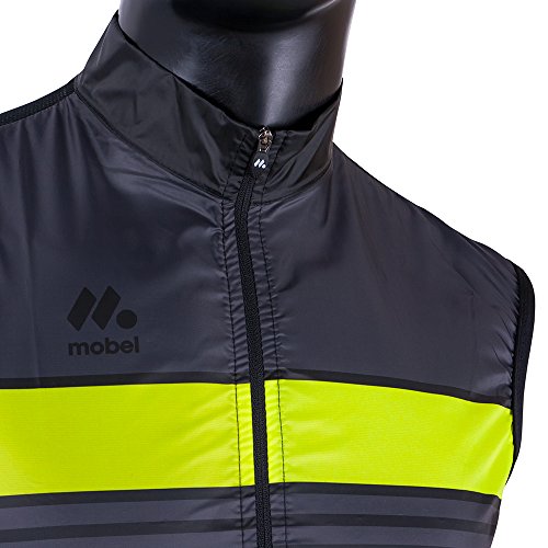MOBEL SPORT Blink Chaleco Cortavientos, Hombre, Gris/Amarillo flúor, L
