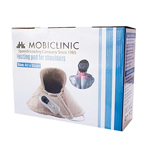 Mobiclinic, Almohadilla cervical, Eléctrica, 3 rangos de temperatura, Apagado automático, Marca Española, Protección por sobrecalentamiento, Lavable, Para cuello, Beige, 62x60