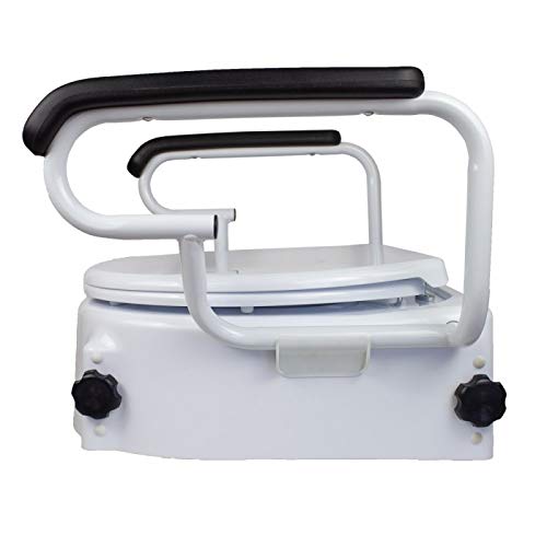 Mobiclinic, Tajo, Elevador WC, Con tapa, 17 cm, Elevador WC para ancianos y discapacitados, Elevador de inodoro, Alzador de baño, Regulable, Inclinable, Reposabrazos abatibles, Blanco