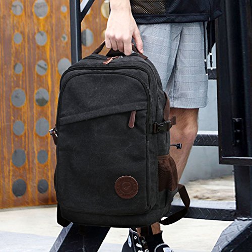 Mochilas Lona Vintage de Faxsthy, Mochila para Portátil 17.3 Pulgadas Multiusos Mochilas para el Trabajo Escolar Vacaciones Viajes Senderismo