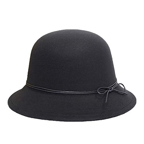 Moda Casual Sombrero de Sol Salvaje, Ala Ancha con Cinturón Cálido Invierno Gorra Sombrero Invierno Mujer 2019, TBR@AKL, Negro