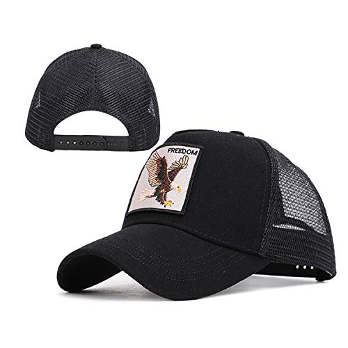 Moda Media Malla Transpirable Gorra Deportiva Unisex, Animal Embroidered Cómoda Tela Elástica Gorra De Béisbol De Velcro Ajustable Gorros Casuales Gorras De Béisbol De Hip Hop Caza Pesca (Aguila-04)