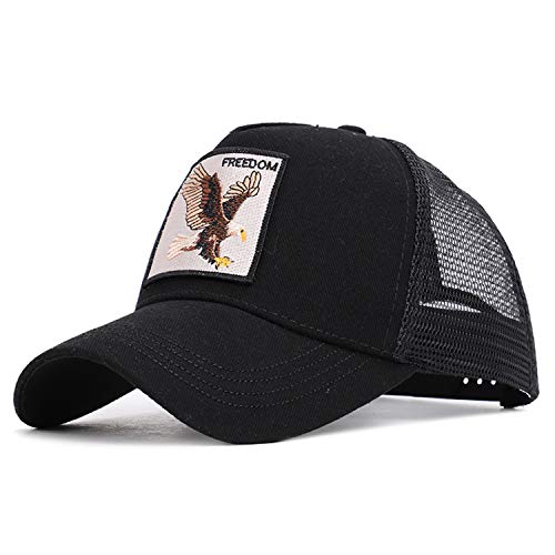 Moda Media Malla Transpirable Gorra Deportiva Unisex, Animal Embroidered Cómoda Tela Elástica Gorra De Béisbol De Velcro Ajustable Gorros Casuales Gorras De Béisbol De Hip Hop Caza Pesca (Aguila-04)
