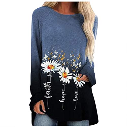 Moda Mujer Sexy Nueva Otoño Invierno Larga Sudadera Flor de Talla Grande Impresa Pullover Manga Larga Vestido