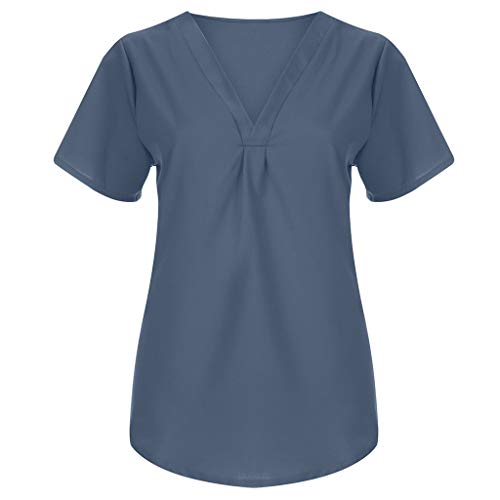 Moda Mujer Verano Manga Corta sólido Casual Tank Tops Camiseta Blusa