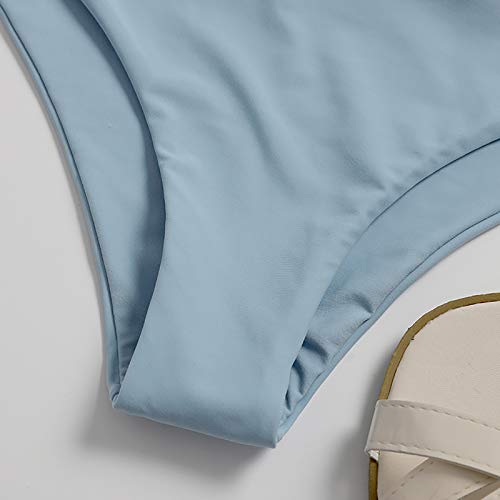 Moda Sexy Halter de Dos Piezas Bikinis para Mujer,Color Sólido Bikini