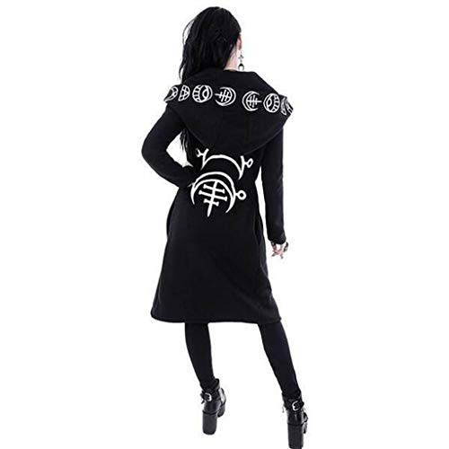 Moda Sudadera Mujer con Capucha Steampunk Gótico Abrigo de Otoño Tops Retro Manga Larga Chaqueta de Cremallera Outwear Impresión Camiseta Baseball Chaqueta Halloween S-5XL Talla Grande