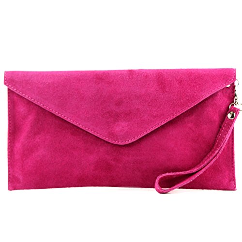 modamoda de - ital embrague/noche bolsa de gamuza T106, Color:rosa