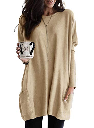 Modasua Camisetas de Manga Larga para Mujer Blusas y Camisas de Mujer Manga Larga Elegante Camisa Camiseta Larga Casual Túnica Tops Jersey Largo