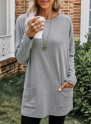 Modasua Camisetas de Manga Larga para Mujer Blusas y Camisas de Mujer Manga Larga Elegante Camisa Camiseta Larga Casual Túnica Tops Jersey Largo