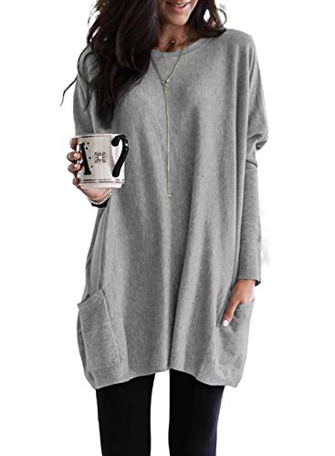 Modasua Camisetas de Manga Larga para Mujer Blusas y Camisas de Mujer Manga Larga Elegante Camisa Camiseta Larga Casual Túnica Tops Jersey Largo