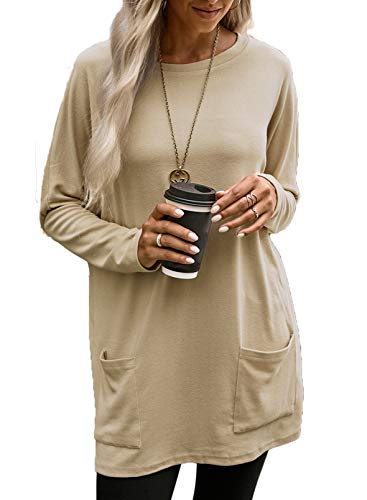 Modasua Camisetas de Manga Larga para Mujer Blusas y Camisas de Mujer Manga Larga Elegante Camisa Camiseta Larga Casual Túnica Tops Jersey Largo