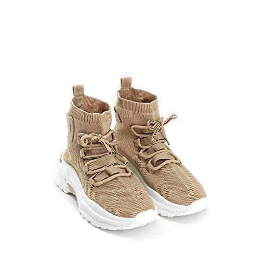 Modelisa - Zapatillas con Plataforma Estilo Calcetin con Cordón para Mujer (Beige, Numeric_39)
