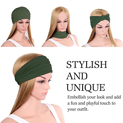 MoKo Headband Bandana - Pañuelo Deportivo Multifuncional Cinta/Bragas de Cabeza y Cuello para Fitness, Ejercicio， Correr, Yoga, Moda y Más, Verde Militar (Hombres & Mujeres)