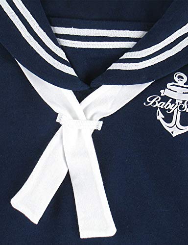 MOMBEBE COSLAND Mono Bebé Niño Disfraz Marinero Manga Corta Boina Algodón (0-3 Meses, Azul Real)