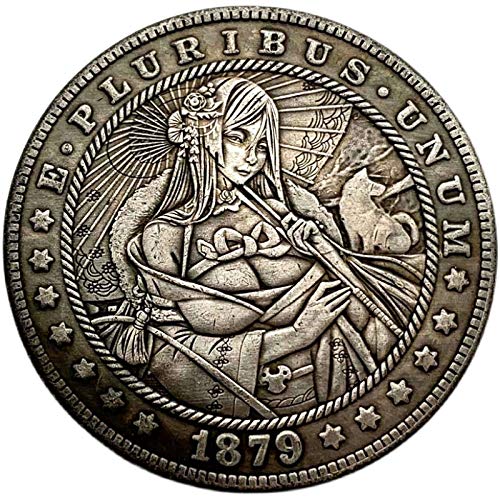 Moneda Mojada Kimono Chica Japonesa Moneda de Plata de Latón Jugar Magia Moneda Conmemorativa de Plata de Cobre Medallas Soporte Pesado/Plata/Redondo