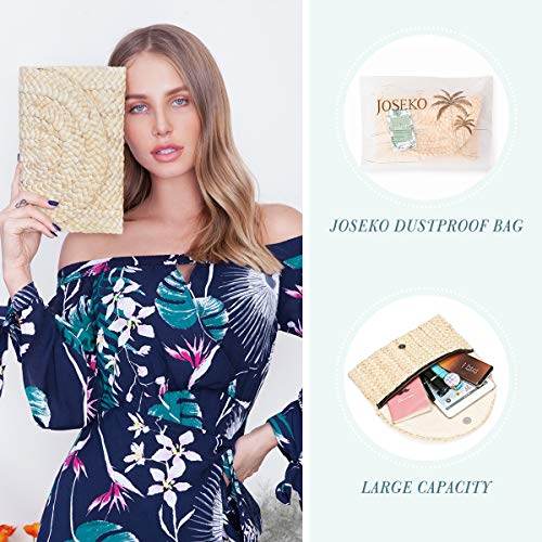 Monedero de Embrague de Paja Bolsos de Paja Mujer, JOSEKO Envelope Clutch Mujer Fiesta Bolso Mimbre Bolsa de Playa de Verano Bolso de Mano de Mujer Bolso de la Tarde de Las Boda del para la Muchacha