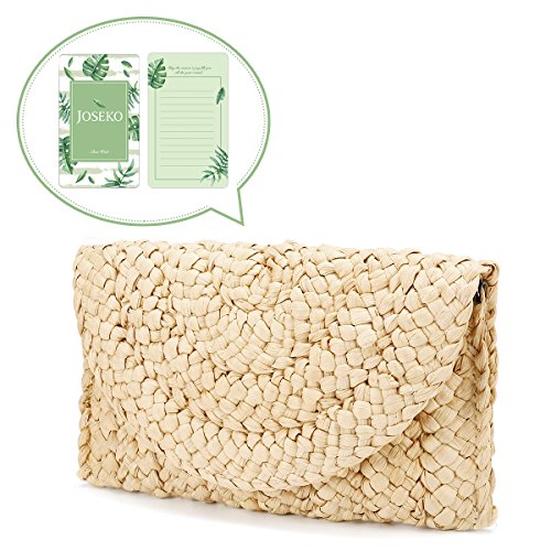 Monedero de Embrague de Paja Bolsos de Paja Mujer, JOSEKO Envelope Clutch Mujer Fiesta Bolso Mimbre Bolsa de Playa de Verano Bolso de Mano de Mujer Bolso de la Tarde de Las Boda del para la Muchacha