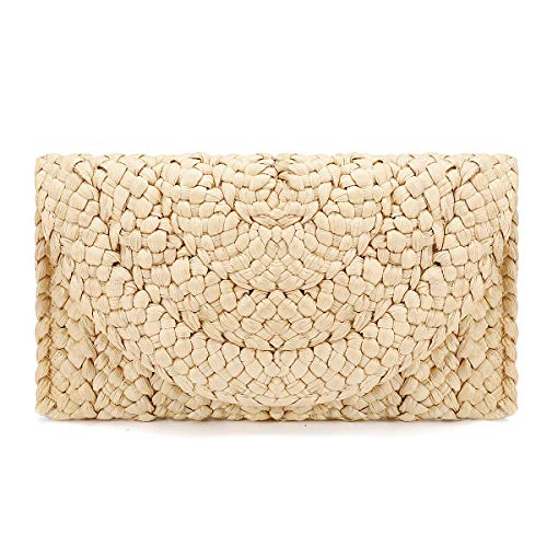 Monedero de Embrague de Paja Bolsos de Paja Mujer, JOSEKO Envelope Clutch Mujer Fiesta Bolso Mimbre Bolsa de Playa de Verano Bolso de Mano de Mujer Bolso de la Tarde de Las Boda del para la Muchacha