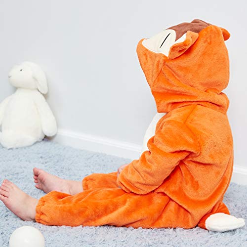 Mono Bebés, Mameluco de bebé con Capucha Franela Monos Estilo Animal Trajes Recién Nacido Unisex Primavera Otoño Invierno Trajes para bebés de 2 a 24 Meses (19-24 Meses, Zorro)