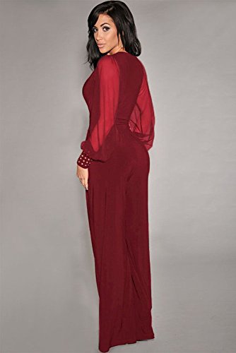 Mono Mujer Largo - Jumpsuit Elegante para Ceremonia y Eventos, Novia o Dama de Honor - para Fiesta Discoteca Moda Baile (XL, Rojo)