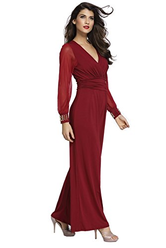 Mono Mujer Largo - Jumpsuit Elegante para Ceremonia y Eventos, Novia o Dama de Honor - para Fiesta Discoteca Moda Baile (XL, Rojo)