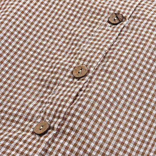 Mono ReciéN Nacido con Botones Mameluco A Rayas con Estampado TartáN Traje De Bebé Sin Mangas De Primavera Verano Mezcla De AlgodóN Petos Una Pieza De Ropa Ropa Casual para NiñOs(marrón,6-12 Meses)