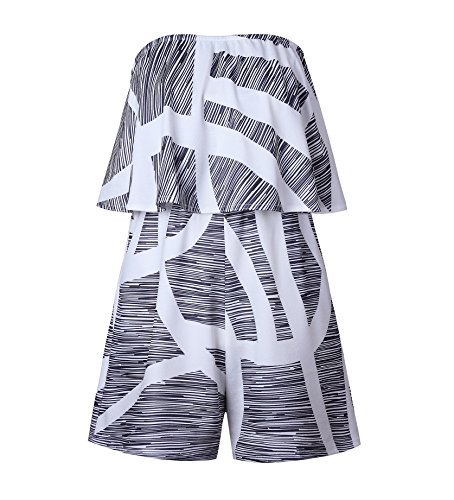 Monos de Fiesta Cortos Mujer Mono de Vestir Corto Verano Jumpsuit Moño Estampados Flores Monitos Cortos Moños Gasa Playeros Playsuit Juveniles Vestido Sueltos Overall Tallas Grandes Gris M