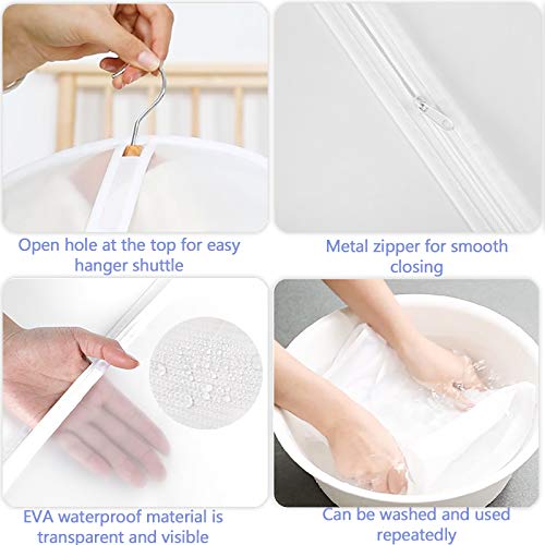 MOOING Fundas de Ropa 10 PCS, Antipolvo, Impermeables y con Humedad, con Cremallera,Bolsas De Ropa Transparentes, para Traje Camisas, Disfraces, Abrigos, Vestido,Blanco