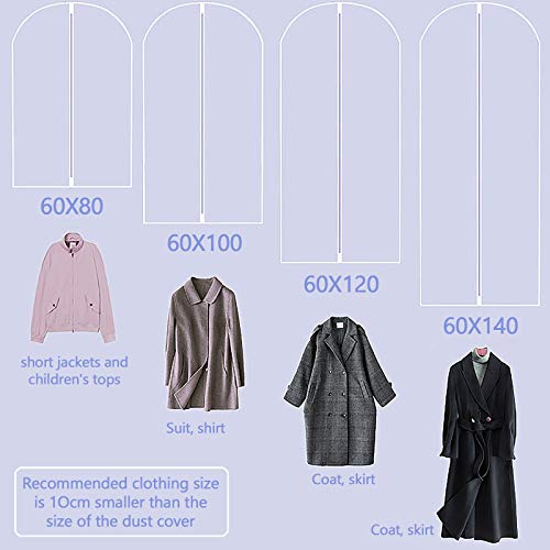 MOOING Fundas de Ropa 10 PCS, Antipolvo, Impermeables y con Humedad, con Cremallera,Bolsas De Ropa Transparentes, para Traje Camisas, Disfraces, Abrigos, Vestido,Blanco