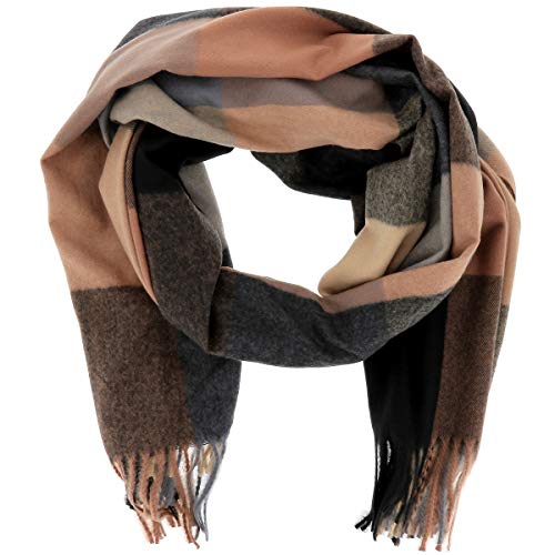 Moonbow Maxi - Bufanda de cuadros para mujer, color marrón, talla única