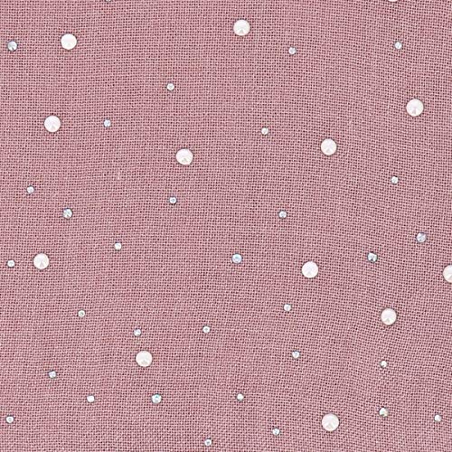 moonbow Pañuelo Mujer Perlas y Pedrería Suave 100% Algodón Rosa viejo - Maxi Bufanda Larga y Rectangular 190cm x 70cm - Foulard Original Colorido y Brillo Moderno - Fular Estola Matrimonio