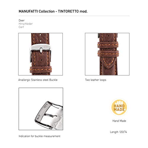 Morellato Correa de Reloj para Hombre, Colección MANUFATTI, Mod. Tintoretto, de Cuero auténtico de Ciervo - A01U3221767